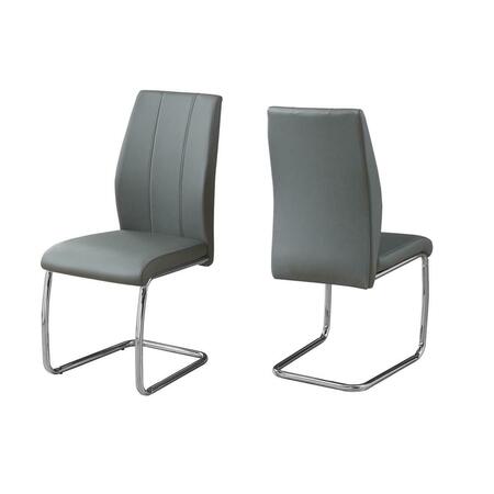 DAPHNES DINNETTE 39 in. Grey Leather Look & Chrome Metal Base Dining Chair - 2 Piece DA3602509